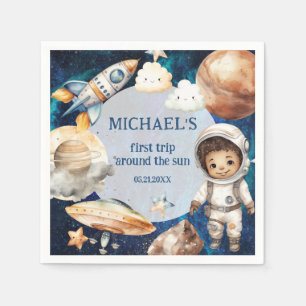 Sun First Trip Around the Sun Photo 1st Birthday Napkin