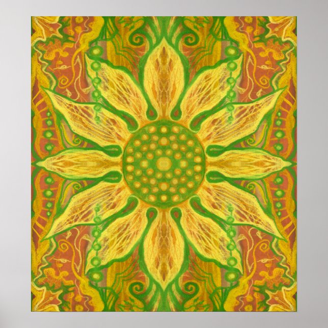Sun Flower Bohemian Floral Helianthus Sunflower Poster (Front)