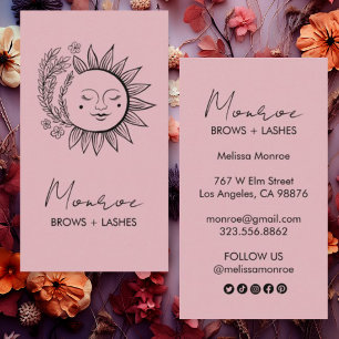 Sun Flower Boho Line Art Elegant Chic Social Icon  Business Card