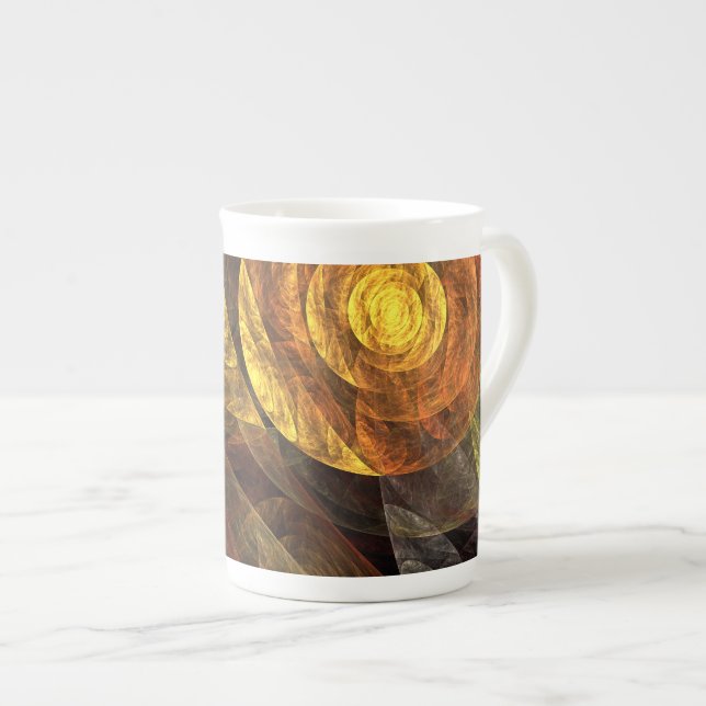 Sun Flower Floral Modern Abstract Art Pattern Bone China Mug (Front Right)