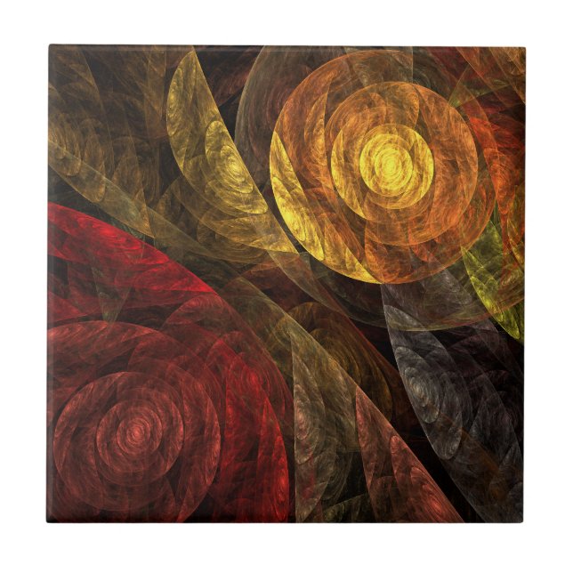 Sun Flower Floral Modern Abstract Art Pattern Ceramic Tile (Front)