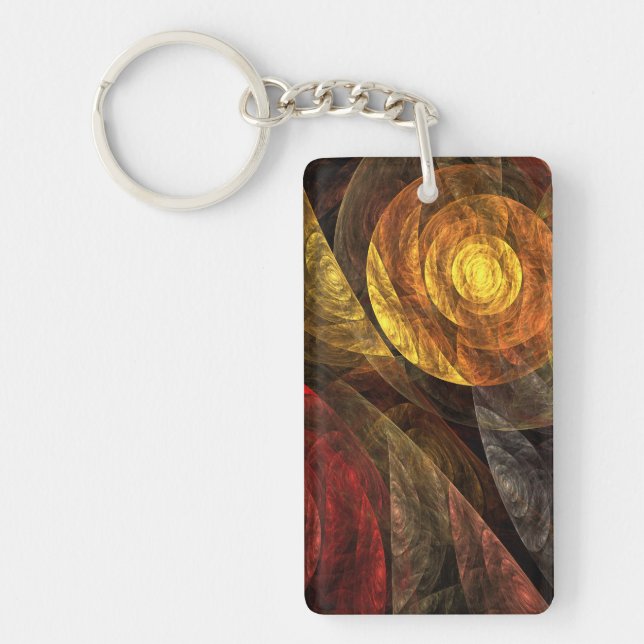 Sun Flower Floral Modern Abstract Art Pattern Key Ring (Front)