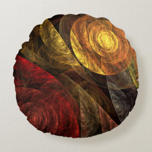 Sun Flower Floral Modern Abstract Art Pattern Round Cushion