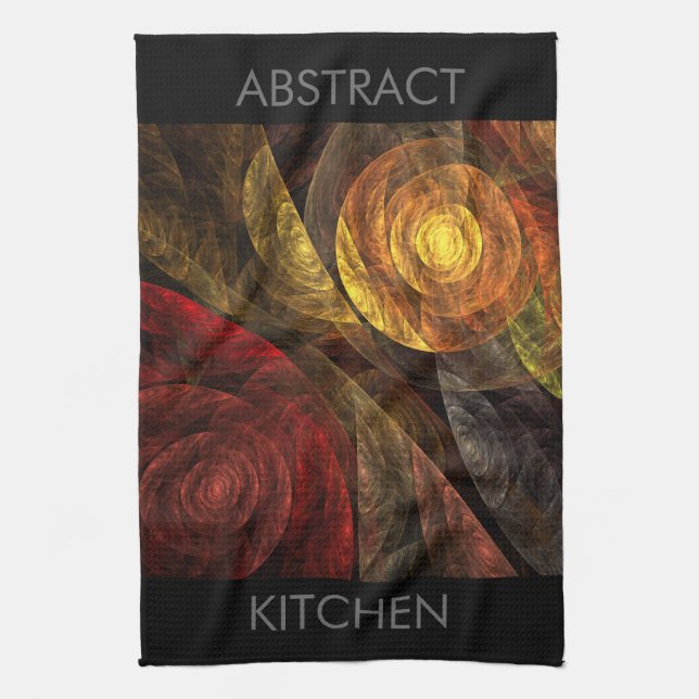 Sun Flower Floral Modern Abstract Art Pattern Tea Towel (Vertical)