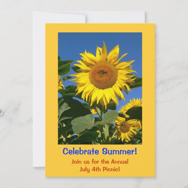 Sun Flower Invitation Card for a Summer Party (Front)