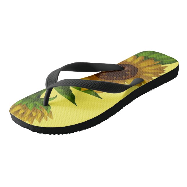 sun flower yellow floral nature  thongs (Angled)