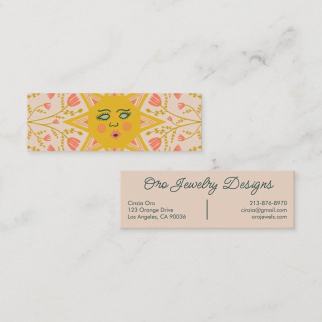 Sun Flowering Vines Elegant Boho Floral Unique Mini Business Card (Front/Back)