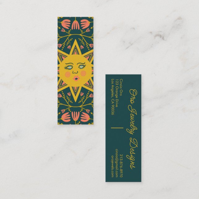 Sun Flowering Vines Elegant Boho Floral Unique  Mini Business Card (Front/Back)