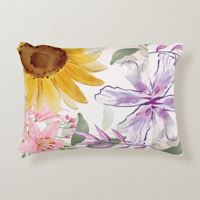 Sun Flowers Mix Design Decorative Cushion (Front)