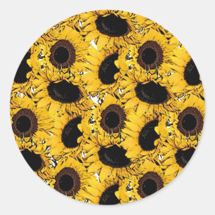 sun flowers petals swim dive marine nature yellow classic round sticker