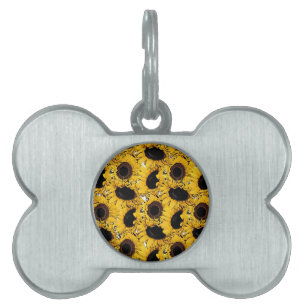 sun flowers petals swim dive marine nature yellow pet ID tag