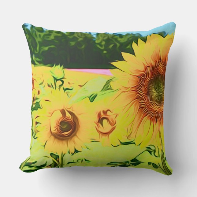 Sun Flowers Throw Pillow (Front)