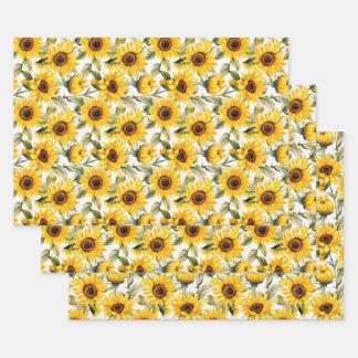 Sun flowers wrapping paper sheet