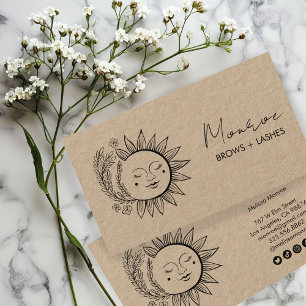 Sun FlowersBoho Line Art Elegant KRAFT Social Icon Business Card