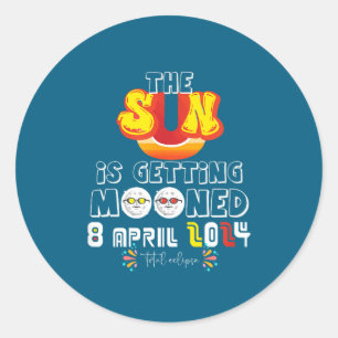 Sun Getting Mooned Solar Eclipse Classic Round Sticker
