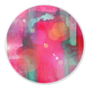 Sun glare abstract painted watercolor ceramic knob