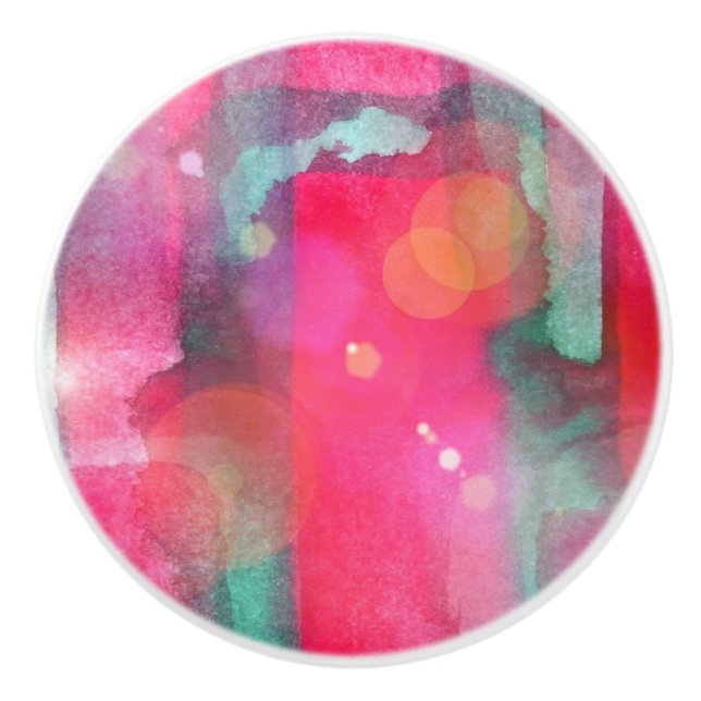 Sun glare abstract painted watercolor ceramic knob (Front)