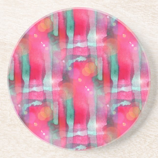 Sun glare abstract painted watercolor coaster (Front)