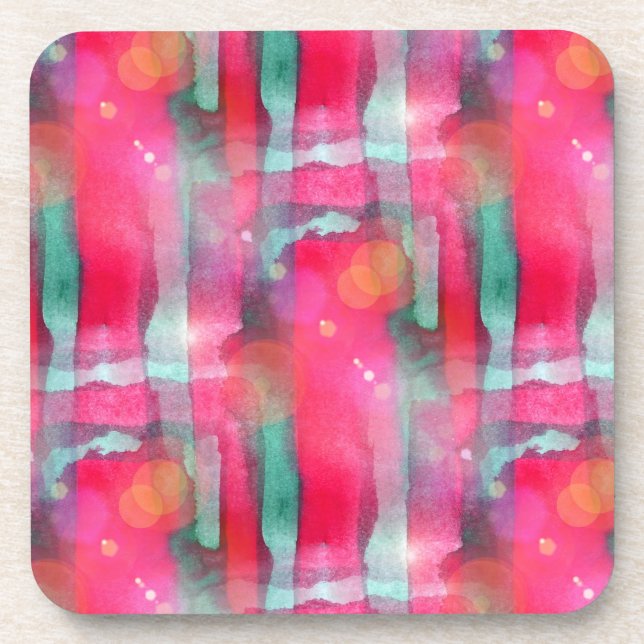 Sun glare abstract painted watercolor coaster (Front)