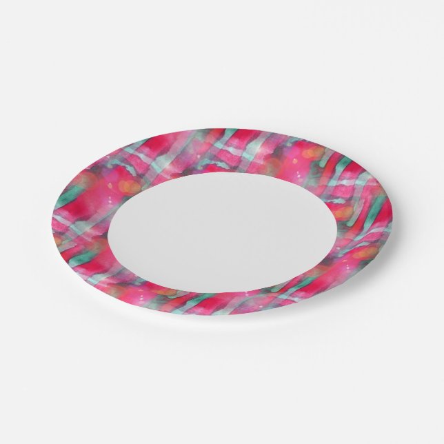Sun glare abstract painted watercolor paper plate (Angled)