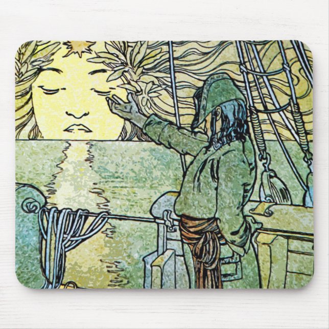 Sun Goddess by Alphonse Mucha Mouse Pad (Front)