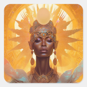 Sun Goddess Fantasy Art Square Sticker