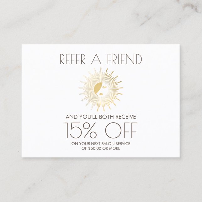 Sun Goddess Girl Logo Spray Tanning Salon Referral Card (Front)