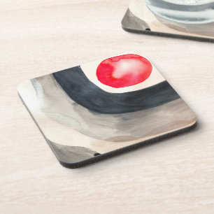 Sun grey and black abstract modern art coaster