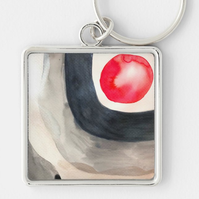 Sun grey and black abstract modern art key ring (Front)