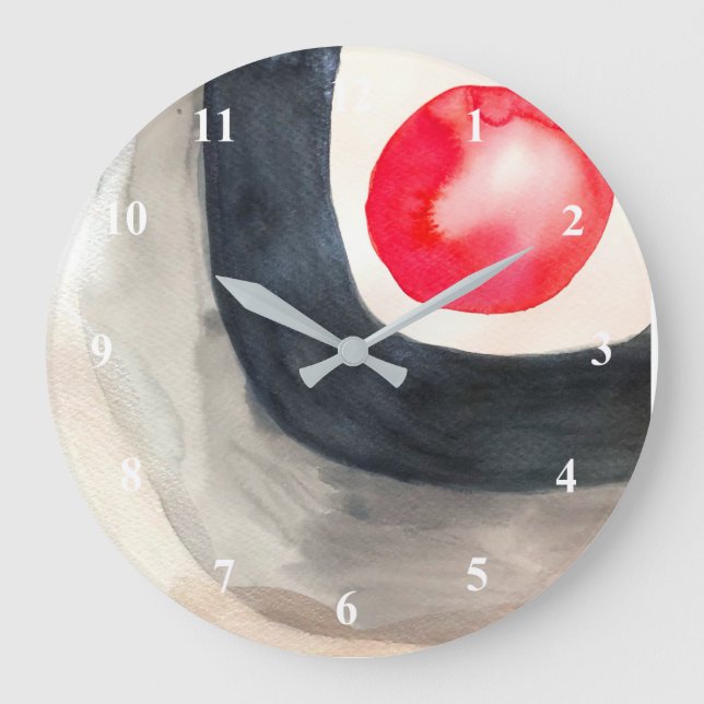 Sun grey and black abstract modern art large clock (Front)