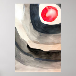 Sun grey and black abstract modern art poster