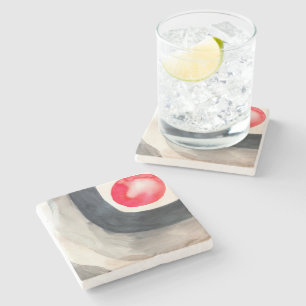 Sun grey and black abstract modern art stone coaster
