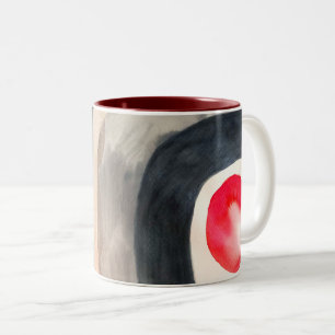 Sun grey and black abstract modern art Two-Tone coffee mug