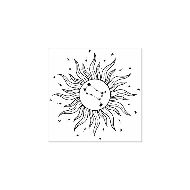 Sun Horoscope Gemini Sign Rubber Stamp (Imprint)