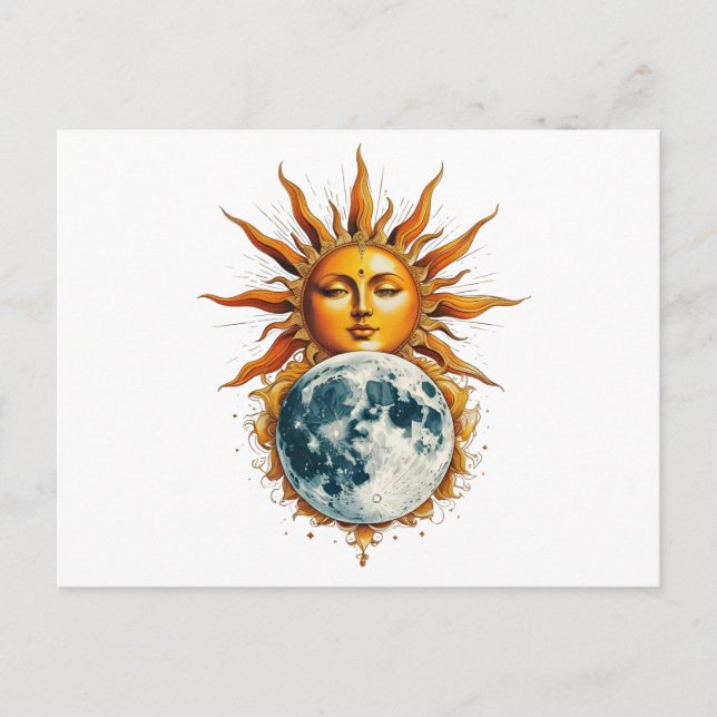 Sun hugging its moon postcard (Front)