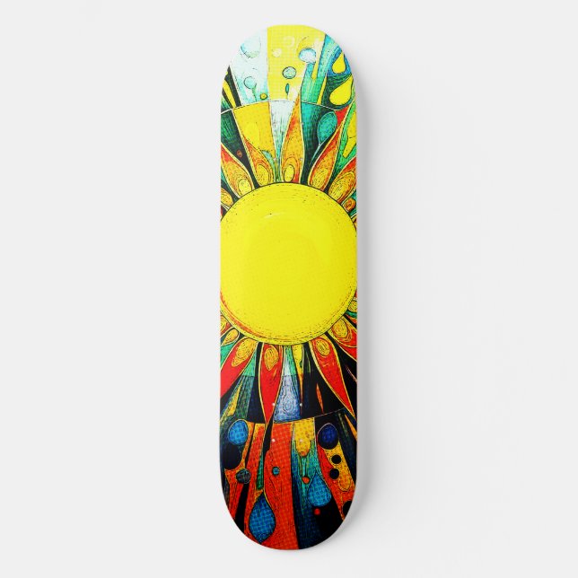 Sun In Abstract 910 Skateboard (Front)