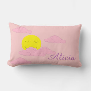Sun in Hazy Sky: Light Pink Lumbar Cushion