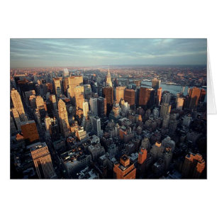 Sun Is Setting On New York City City-scape View