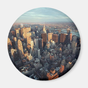 Sun Is Setting On New York City City-scape View Magnet