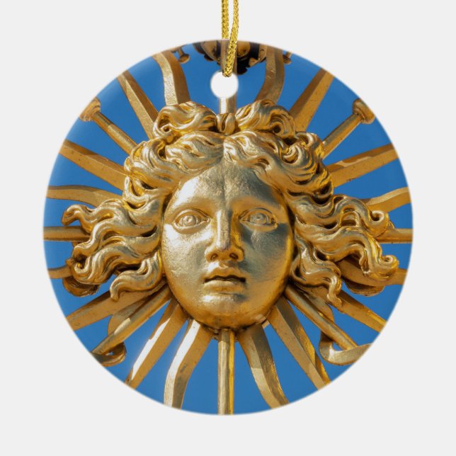 Sun King on Golden gate of Versailles castle Ceramic Ornament (Front)