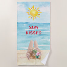 Sun Kissed Beach Towel with Sunbather