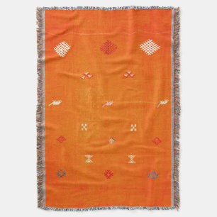 Sun-Kissed Comfort: Orange Boho Moroccan  Throw Blanket