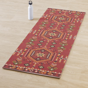 Sun-Kissed Hand-Drawn Moroccan Tribal Art Yoga Mat