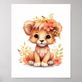 Sun-Kissed Lion Cub Nursery Kids Poster