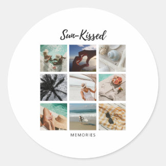 Sun-Kissed Memories Photo Collage Classic Round Sticker