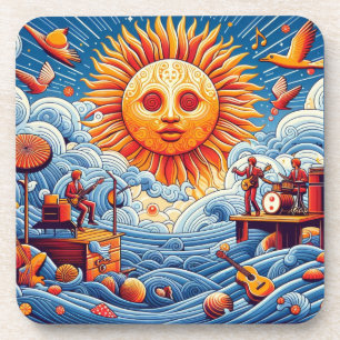 Sun-Kissed Ocean Jam: Vibrant Music Festival Art Coaster