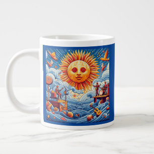 Sun-Kissed Ocean Jam: Vibrant Music Festival Art  Large Coffee Mug