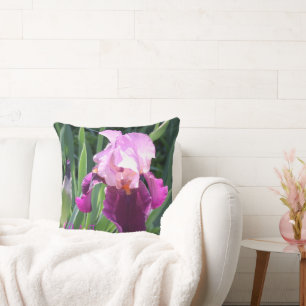 Sun-kissed Pink Iris Throw Pillow