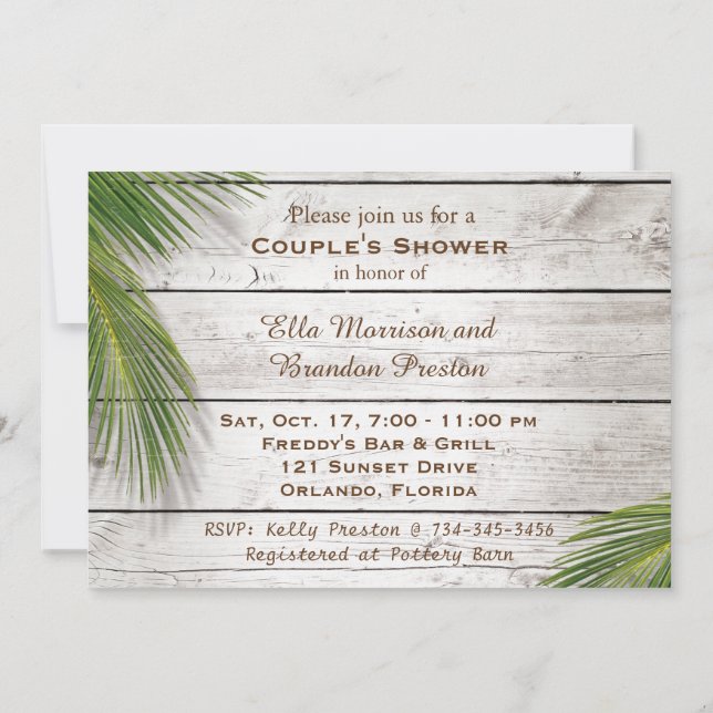 Sun Kissed Sandy Toes Salty Kisses Couple's Shower Invitation (Back)