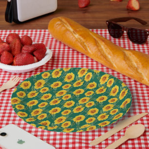 Sun-Kissed Sunflower Delight – Seamless Floral  Paper Plate